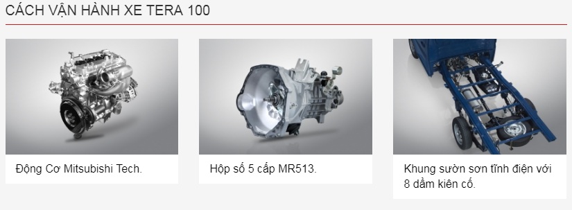 dong-co-xe-teraco-100 Tera 100 thùng kín - Xe tải Teraco 1 tấn Daehan 1T