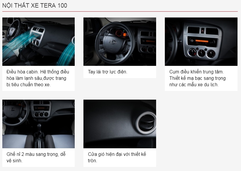 noi-that-tera-100 Tera 100 thùng kín - Xe tải Teraco 1 tấn Daehan 1T