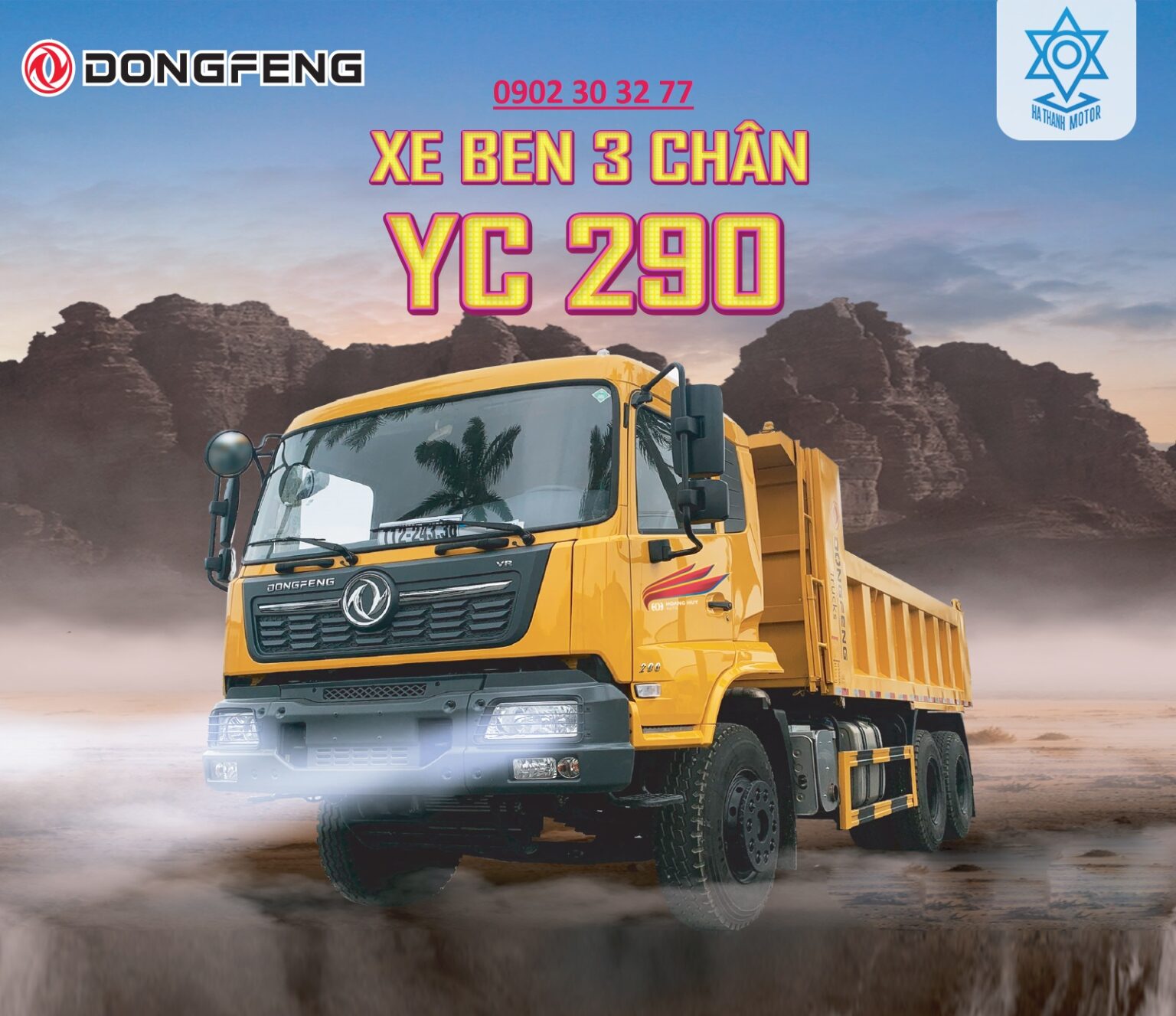 xe ben 3 chân dongfeng 6x4 YC290 13 tấn 11 khối